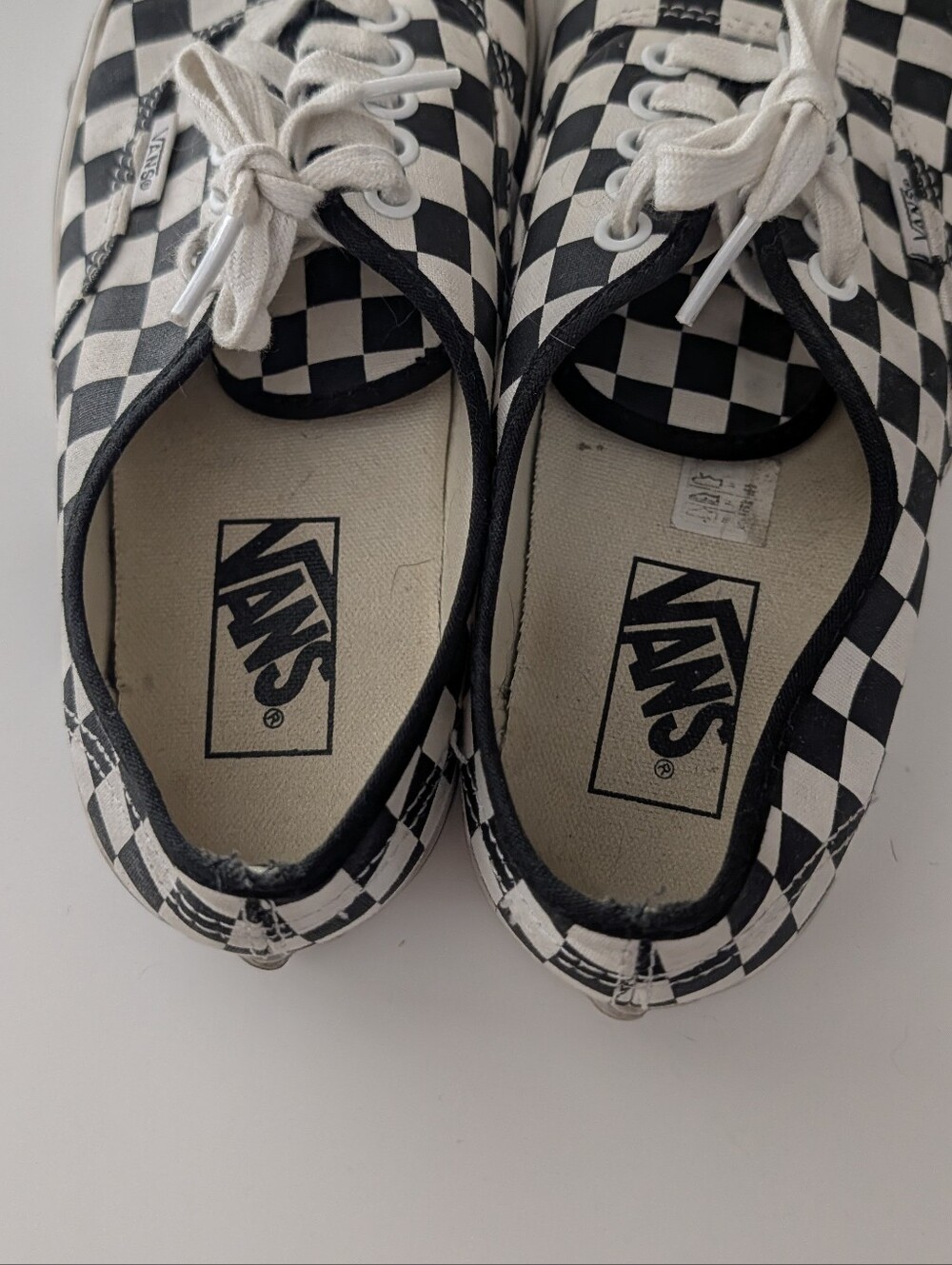 Vans Authentic Checkerboard Racing Flag White Black Sz Women's 8 Shoes - Picture 6 of 8